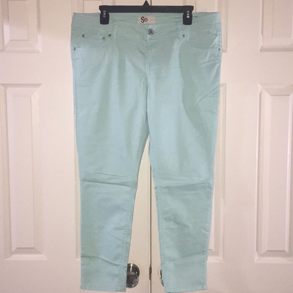 Stretch skinny Tiffany blue jeans